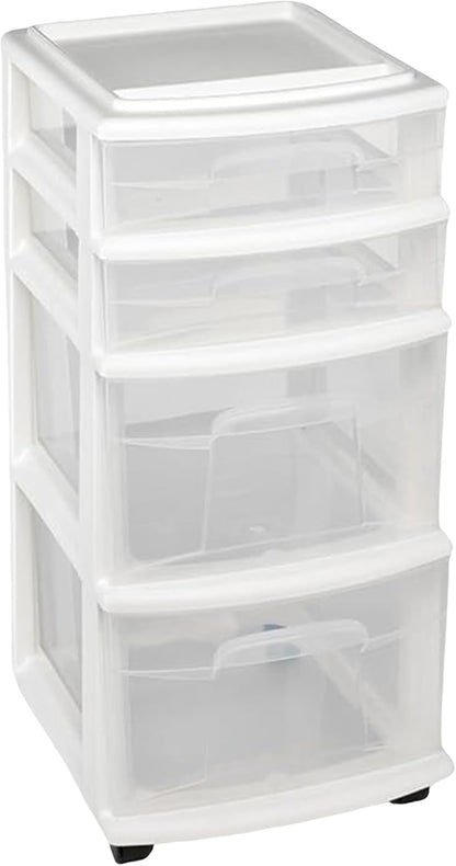 2-Pack Clear Drawer Carts – 4-Tier Rolling Storage for Home & Office