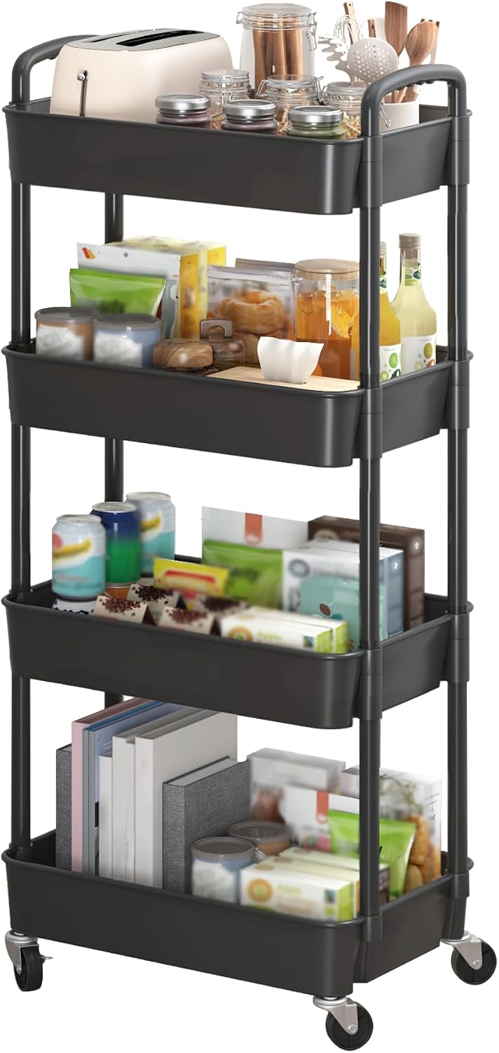 3-Tier White Storage Cart for Kitchen & Bathroom – Movable, Easy Assembly