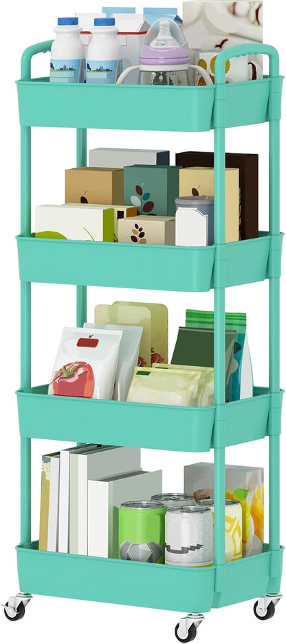 3-Tier White Storage Cart for Kitchen & Bathroom – Movable, Easy Assembly