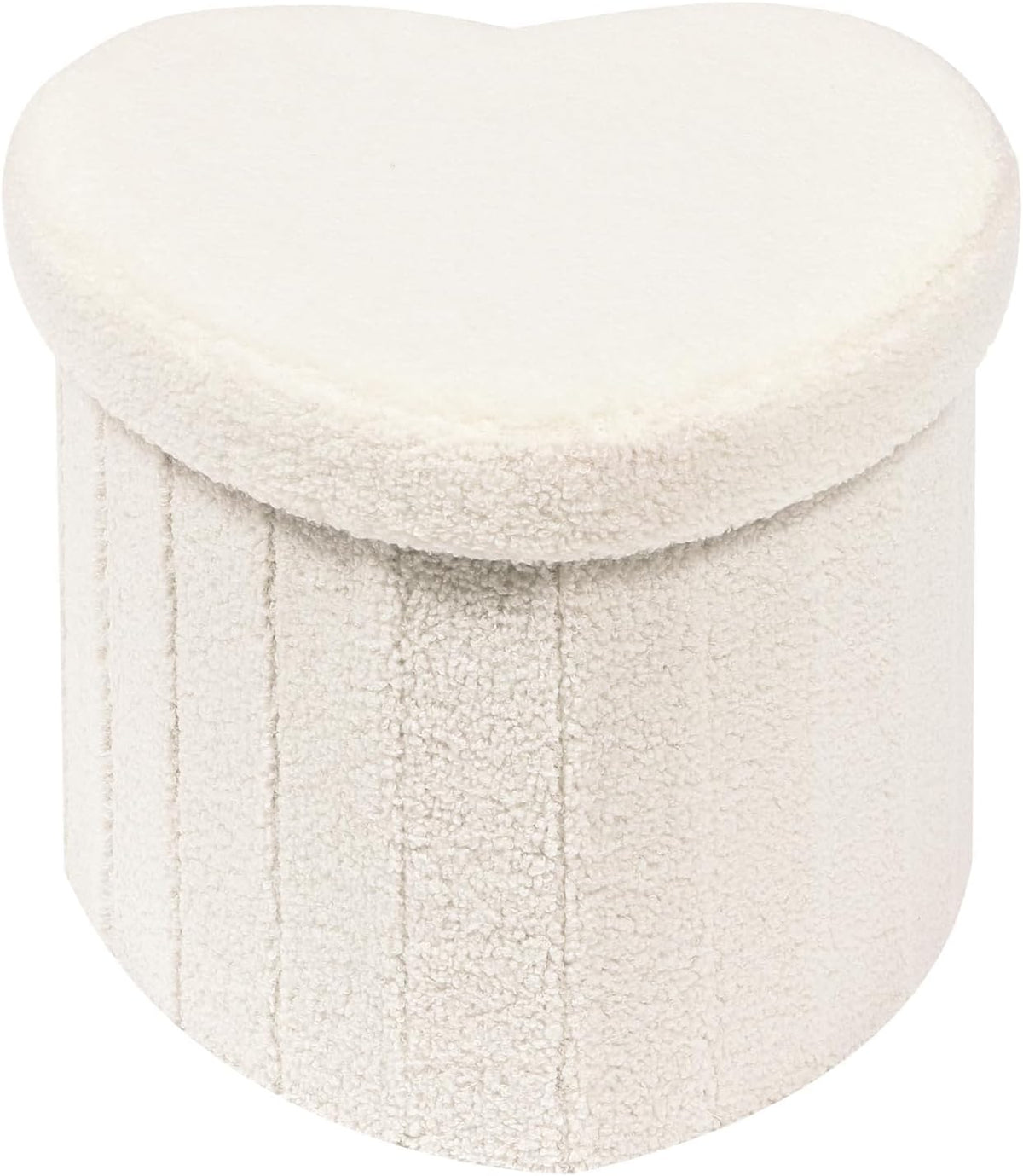 12.6" Flower Shaped Storage Ottoman – Cream Boucle for Living Room & Bedroom