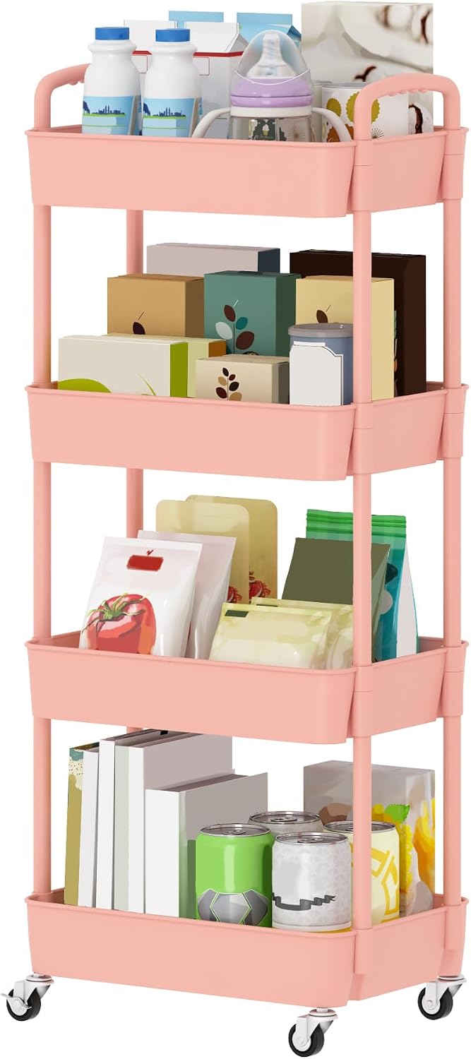 3-Tier White Storage Cart for Kitchen & Bathroom – Movable, Easy Assembly