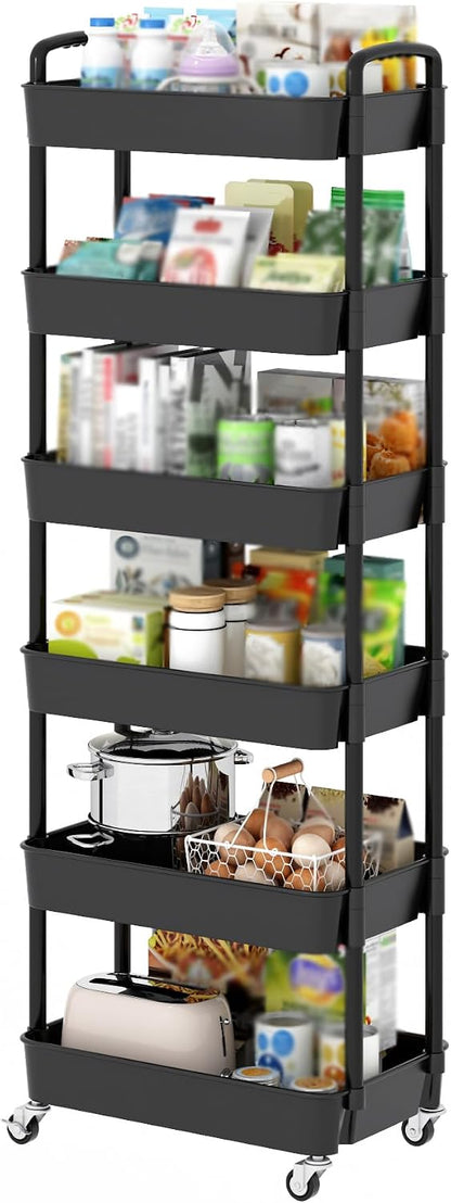 3-Tier White Storage Cart for Kitchen & Bathroom – Movable, Easy Assembly