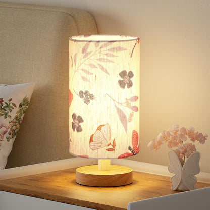 9" Minimalist Table Lamp – Cream Shade, Wood Base, 3000K Bulb Included