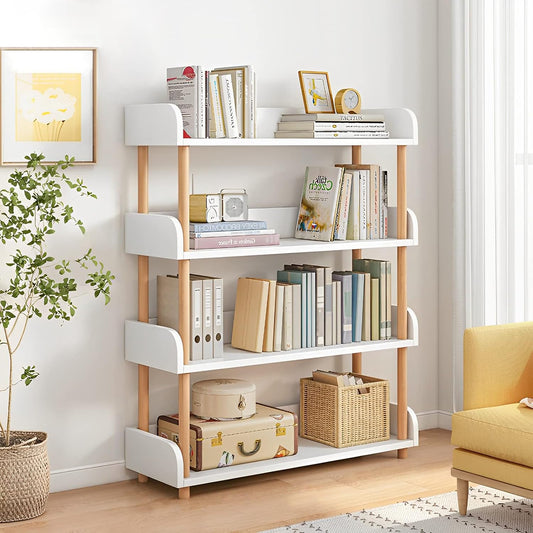 5-Tier Modern Bookcase – Solid Wood Frame, Oak Finish