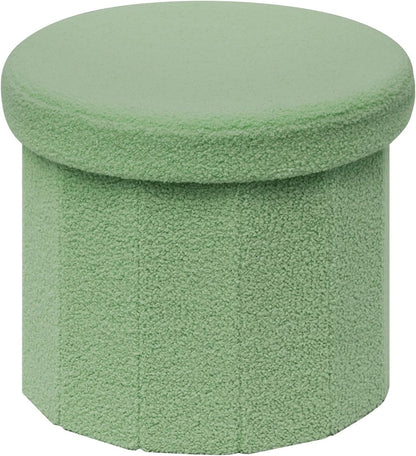 12.6" Flower Shaped Storage Ottoman – Cream Boucle for Living Room & Bedroom