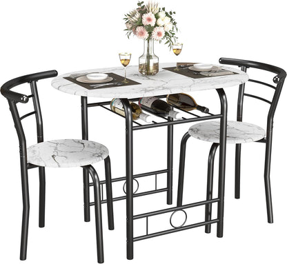 3-Piece Breakfast Nook Set with Wine Rack – Walnut/Black