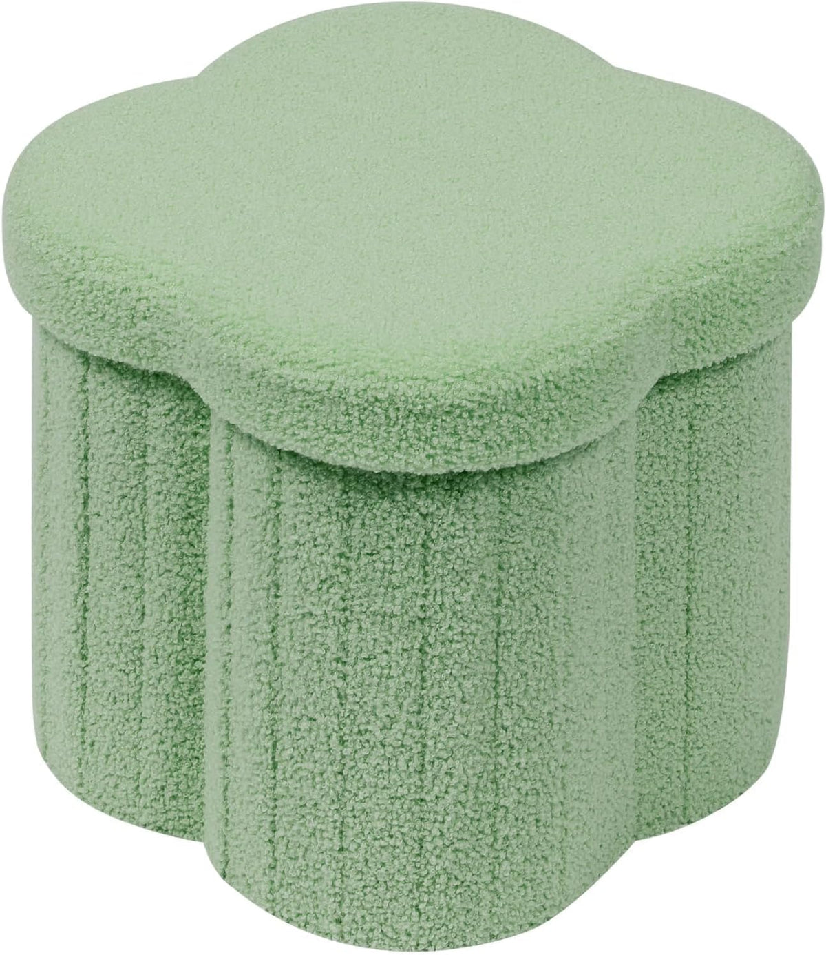 12.6" Flower Shaped Storage Ottoman – Cream Boucle for Living Room & Bedroom