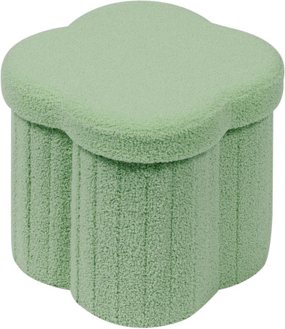12.6" Flower Shaped Storage Ottoman – Cream Boucle for Living Room & Bedroom