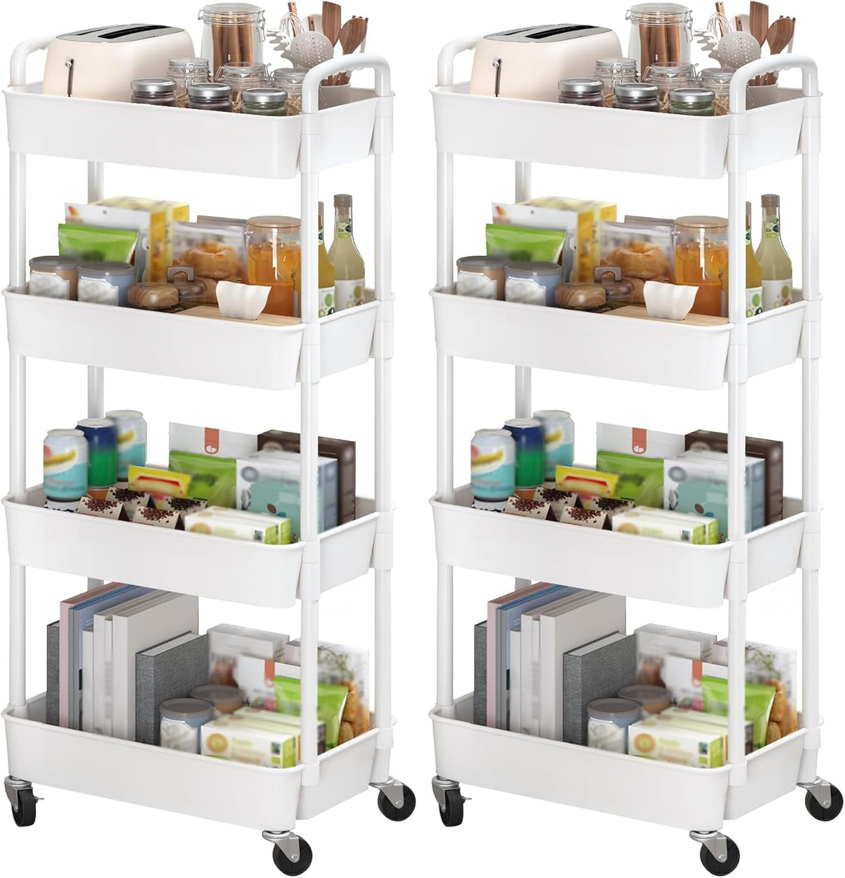3-Tier White Storage Cart for Kitchen & Bathroom – Movable, Easy Assembly
