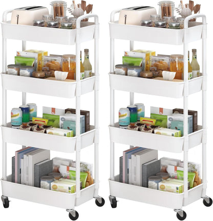 3-Tier White Storage Cart for Kitchen & Bathroom – Movable, Easy Assembly