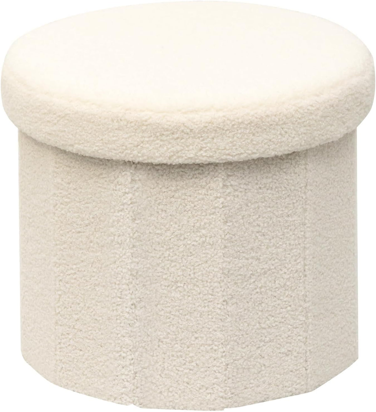 12.6" Flower Shaped Storage Ottoman – Cream Boucle for Living Room & Bedroom