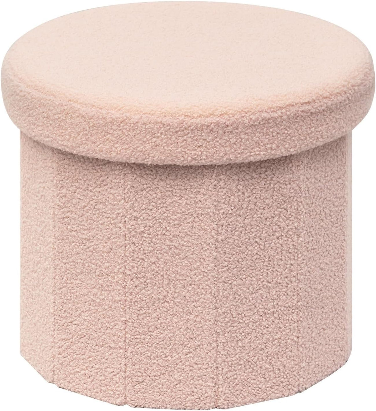 12.6" Flower Shaped Storage Ottoman – Cream Boucle for Living Room & Bedroom