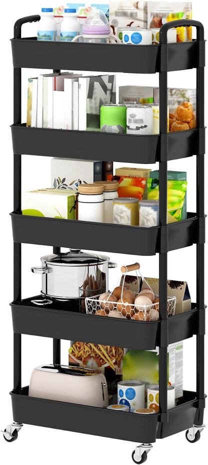 3-Tier White Storage Cart for Kitchen & Bathroom – Movable, Easy Assembly
