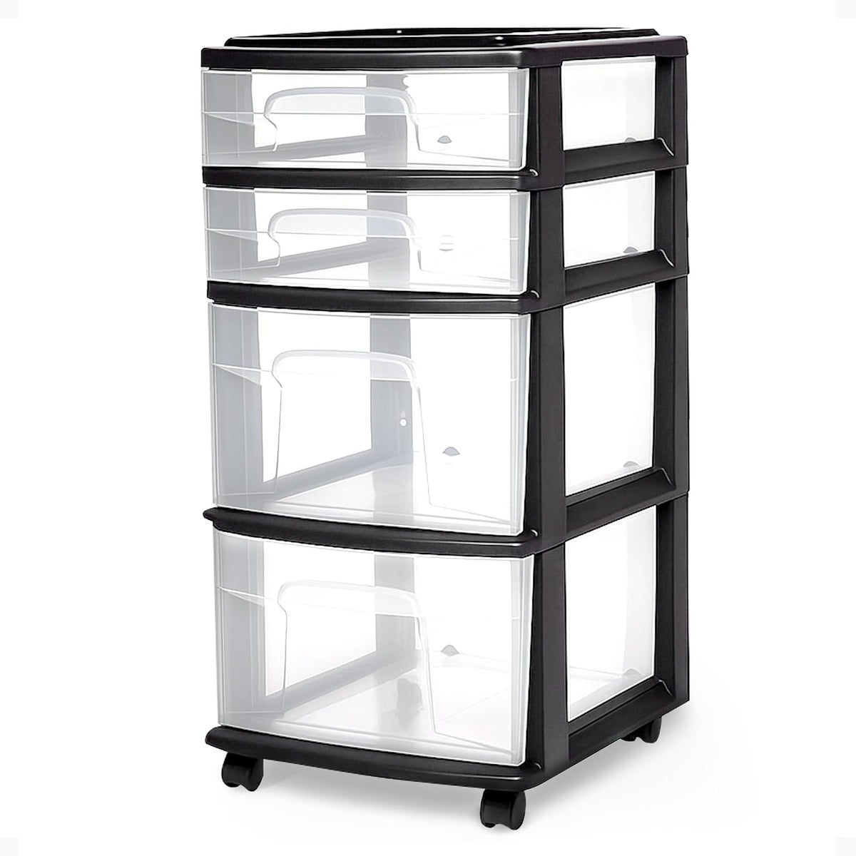 2-Pack Clear Drawer Carts – 4-Tier Rolling Storage for Home & Office