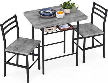 3-Piece Breakfast Nook Set with Wine Rack – Walnut/Black