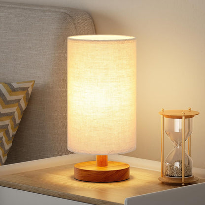 9" Minimalist Table Lamp – Cream Shade, Wood Base, 3000K Bulb Included
