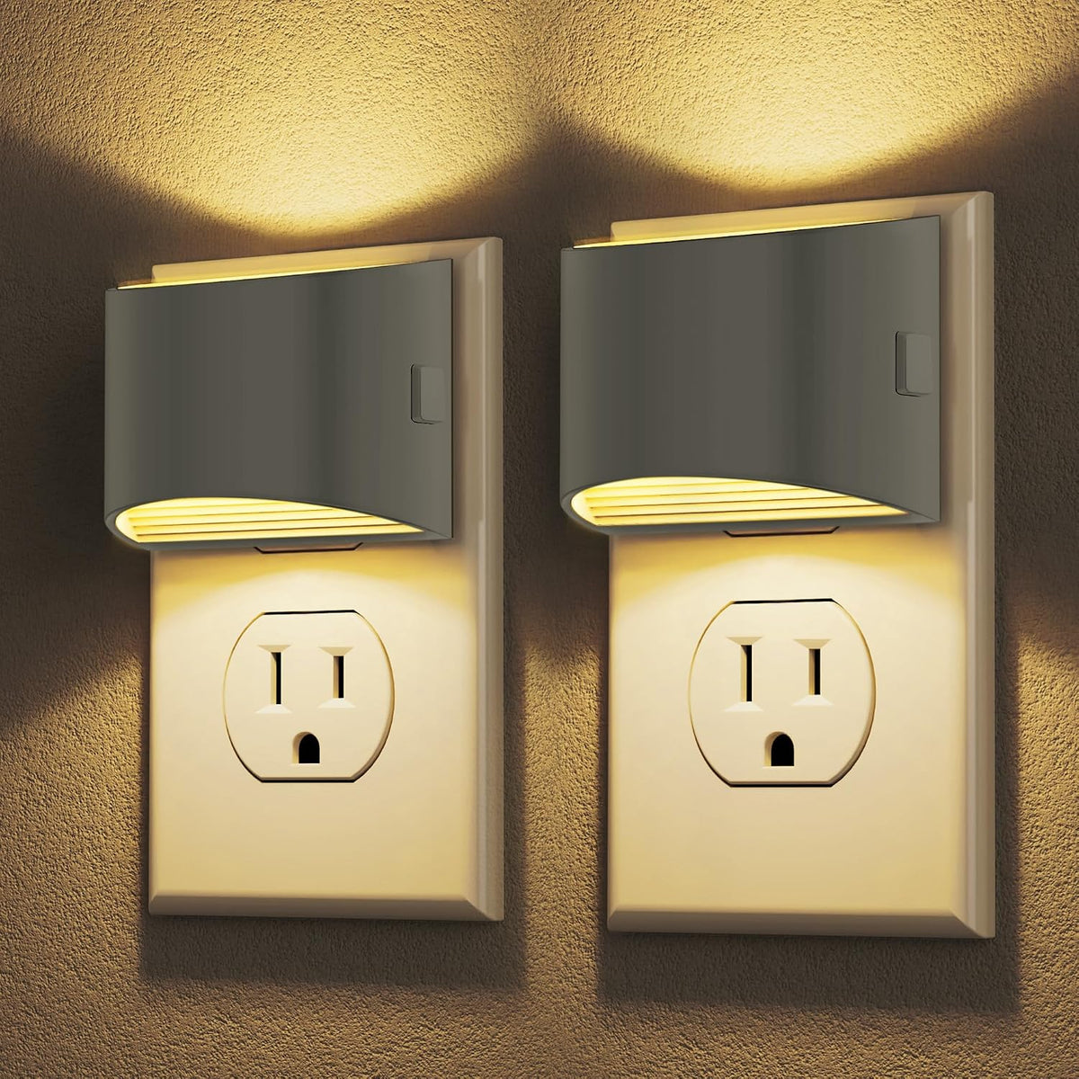 Plug-in Night Lights for Bedroom & Hallway – 3-Level Brightness, 2-Pack