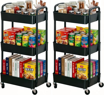 3-Tier White Storage Cart for Kitchen & Bathroom – Movable, Easy Assembly