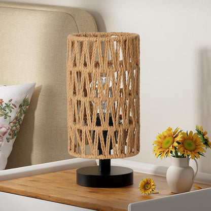 9" Minimalist Table Lamp – Cream Shade, Wood Base, 3000K Bulb Included