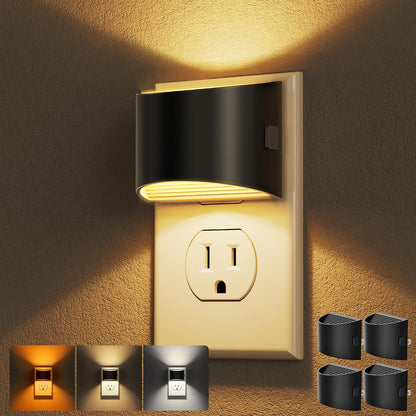 Plug-in Night Lights for Bedroom & Hallway – 3-Level Brightness, 2-Pack