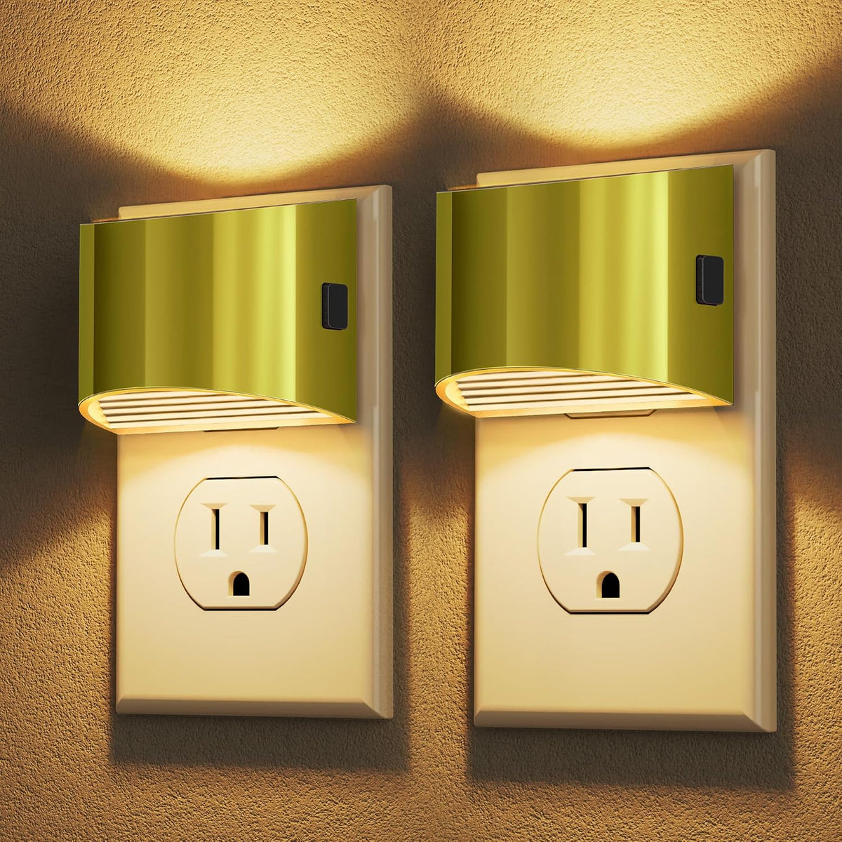 Plug-in Night Lights for Bedroom & Hallway – 3-Level Brightness, 2-Pack