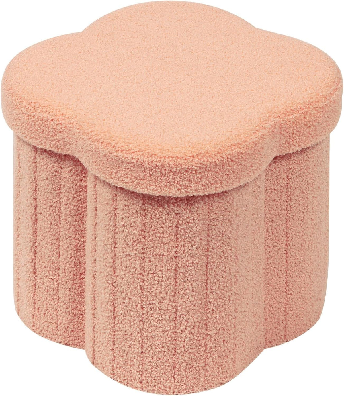 12.6" Flower Shaped Storage Ottoman – Cream Boucle for Living Room & Bedroom