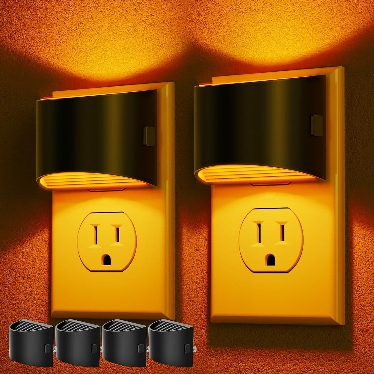 Plug-in Night Lights for Bedroom & Hallway – 3-Level Brightness, 2-Pack