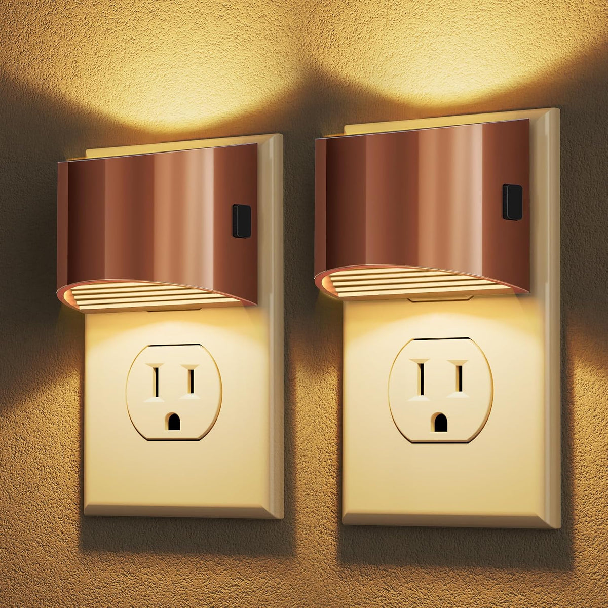 Plug-in Night Lights for Bedroom & Hallway – 3-Level Brightness, 2-Pack