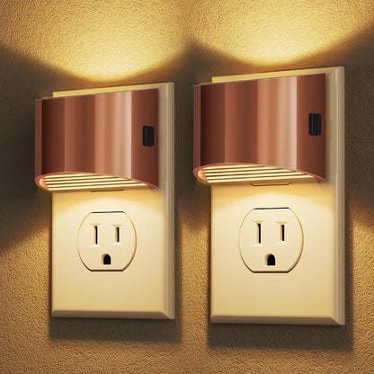 Plug-in Night Lights for Bedroom & Hallway – 3-Level Brightness, 2-Pack