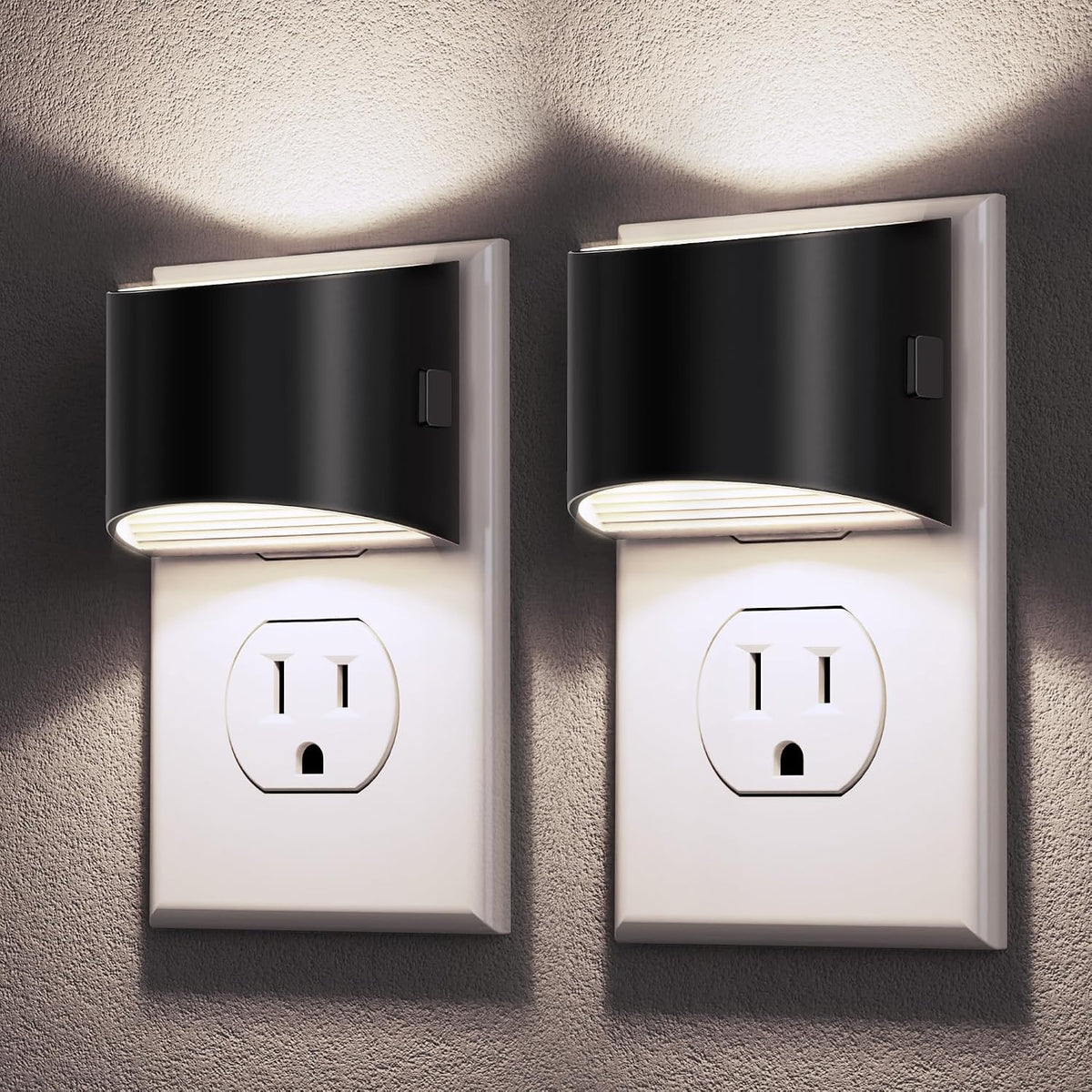 Plug-in Night Lights for Bedroom & Hallway – 3-Level Brightness, 2-Pack