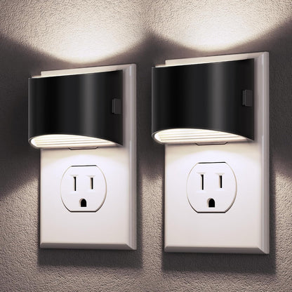 Plug-in Night Lights for Bedroom & Hallway – 3-Level Brightness, 2-Pack