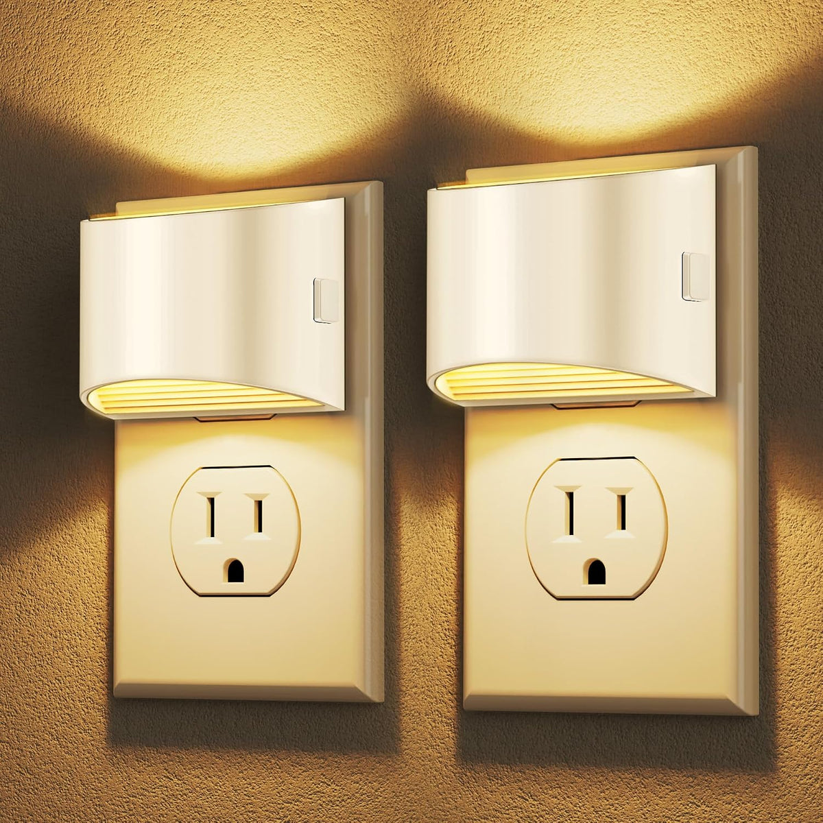 Plug-in Night Lights for Bedroom & Hallway – 3-Level Brightness, 2-Pack