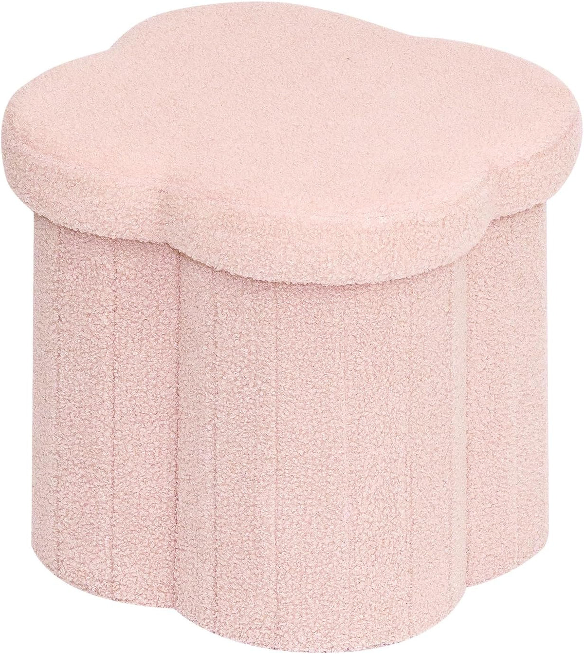 12.6" Flower Shaped Storage Ottoman – Cream Boucle for Living Room & Bedroom