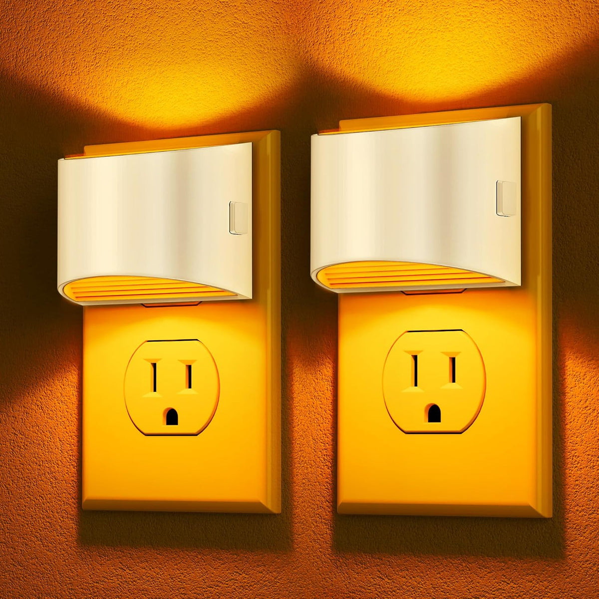 Plug-in Night Lights for Bedroom & Hallway – 3-Level Brightness, 2-Pack