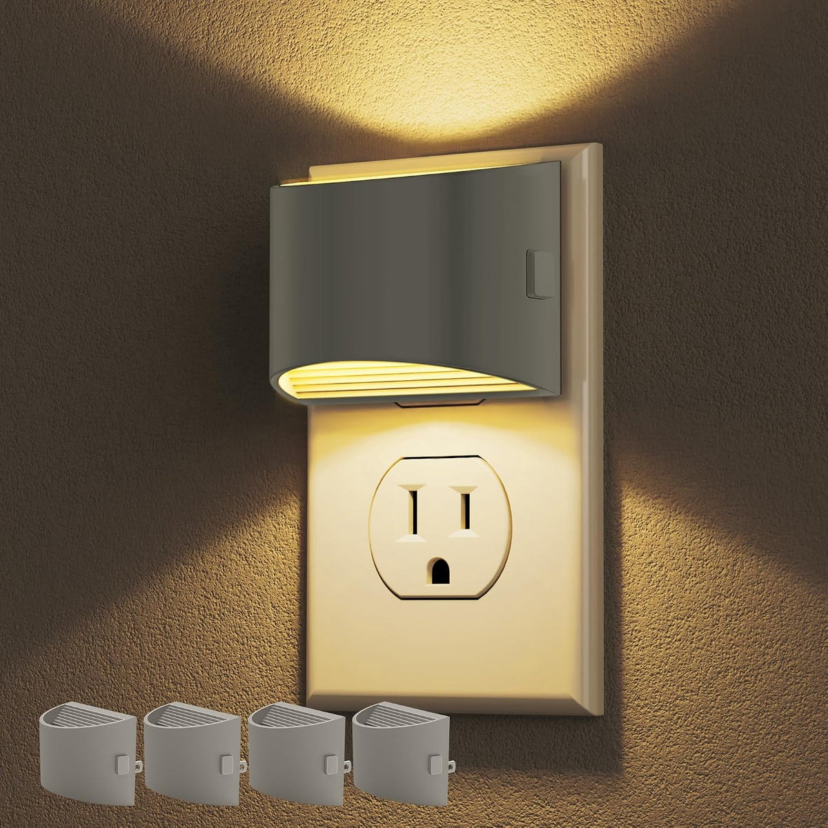 Plug-in Night Lights for Bedroom & Hallway – 3-Level Brightness, 2-Pack