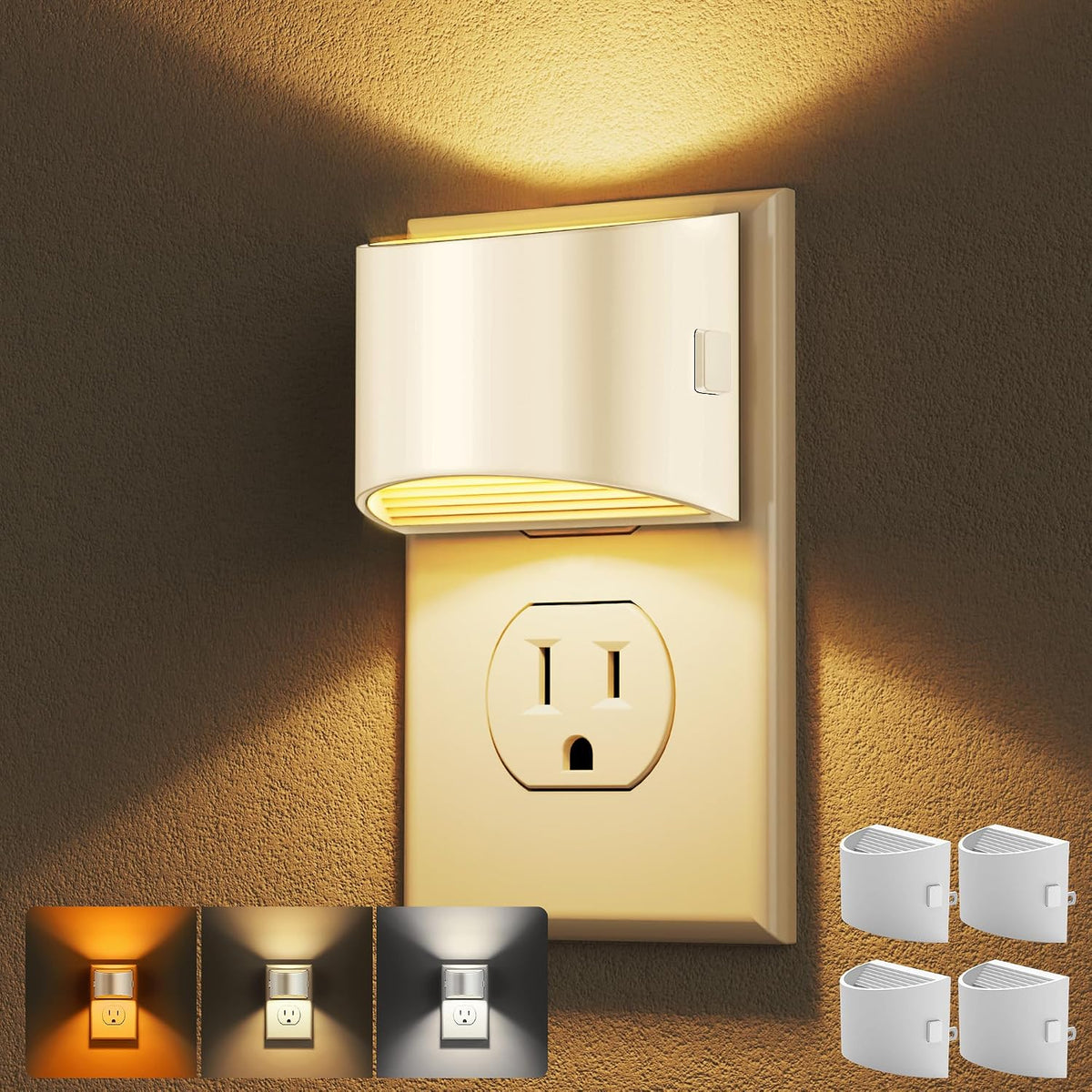 Plug-in Night Lights for Bedroom & Hallway – 3-Level Brightness, 2-Pack