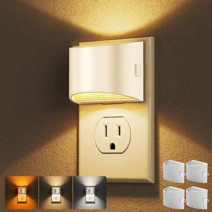 Plug-in Night Lights for Bedroom & Hallway – 3-Level Brightness, 2-Pack