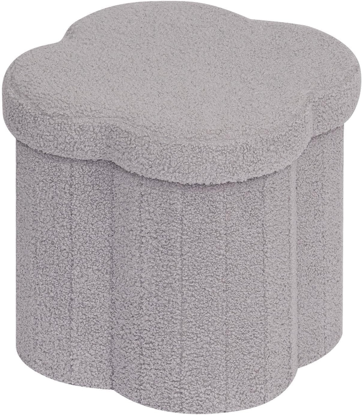 12.6" Flower Shaped Storage Ottoman – Cream Boucle for Living Room & Bedroom