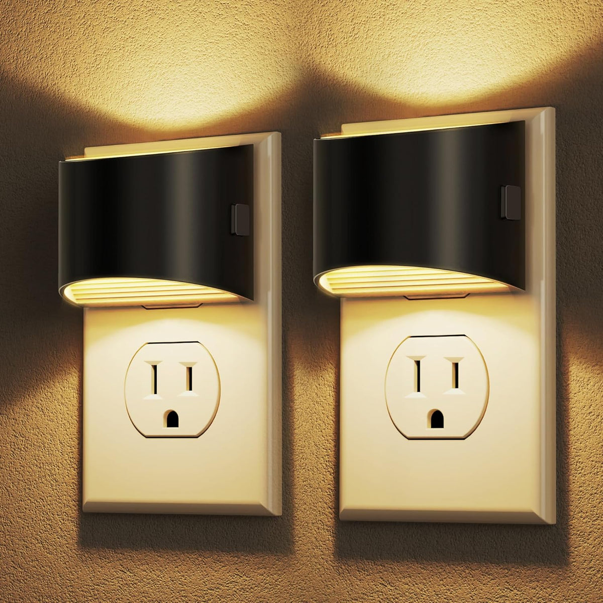 Plug-in Night Lights for Bedroom & Hallway – 3-Level Brightness, 2-Pack