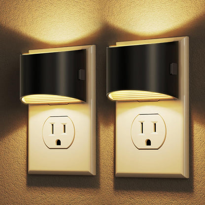 Plug-in Night Lights for Bedroom & Hallway – 3-Level Brightness, 2-Pack