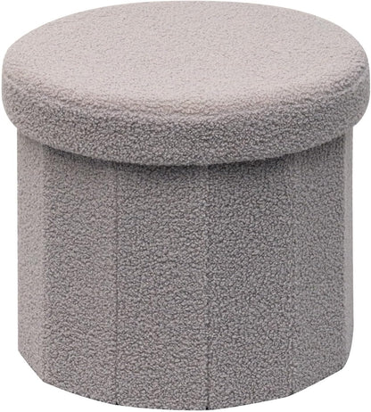 12.6" Flower Shaped Storage Ottoman – Cream Boucle for Living Room & Bedroom