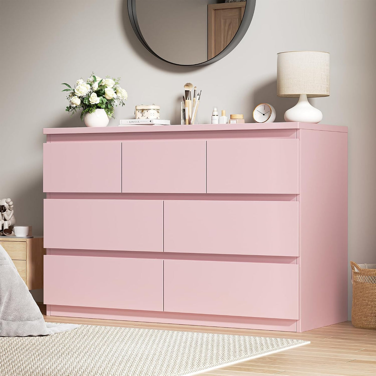 7-Drawer White Dresser for Bedroom & Living Room – Deep Storage Drawers
