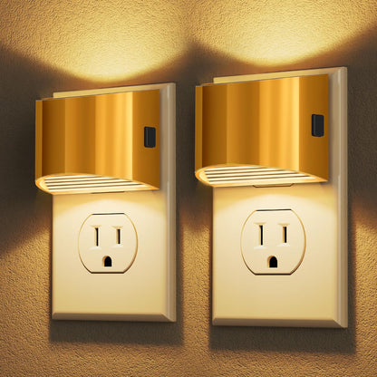 Plug-in Night Lights for Bedroom & Hallway – 3-Level Brightness, 2-Pack