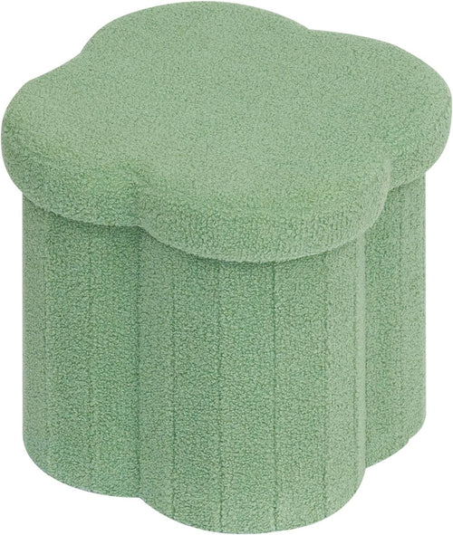 12.6" Flower Shaped Storage Ottoman – Cream Boucle for Living Room & Bedroom