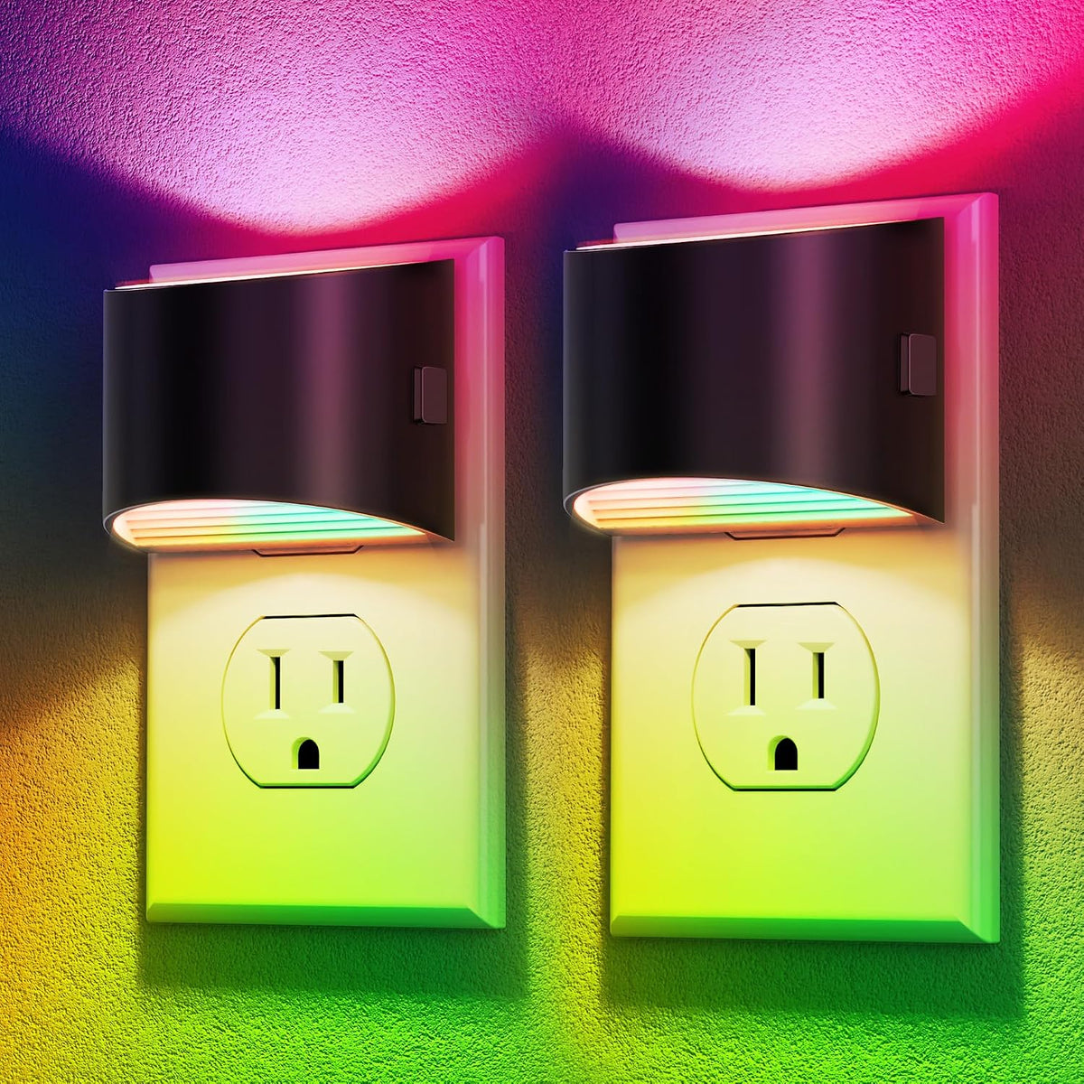Plug-in Night Lights for Bedroom & Hallway – 3-Level Brightness, 2-Pack