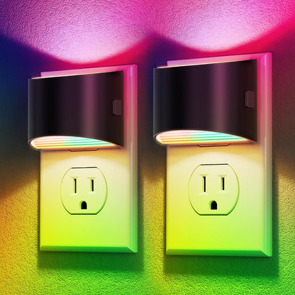 Plug-in Night Lights for Bedroom & Hallway – 3-Level Brightness, 2-Pack