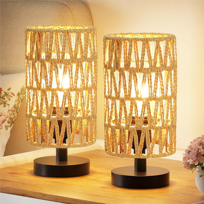 9" Minimalist Table Lamp – Cream Shade, Wood Base, 3000K Bulb Included