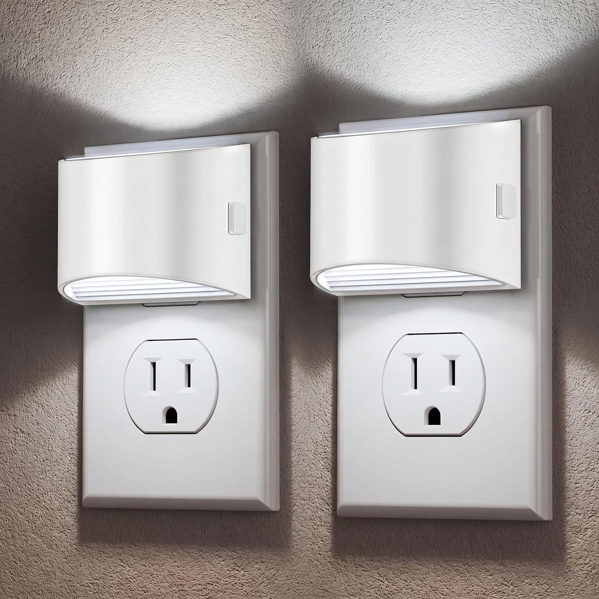 Plug-in Night Lights for Bedroom & Hallway – 3-Level Brightness, 2-Pack